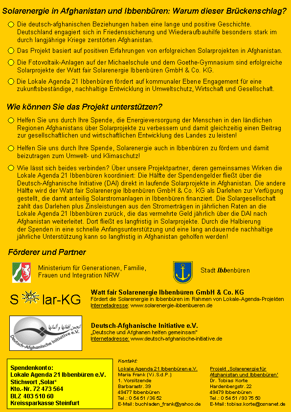 Flyer Afghanistan-Projekt